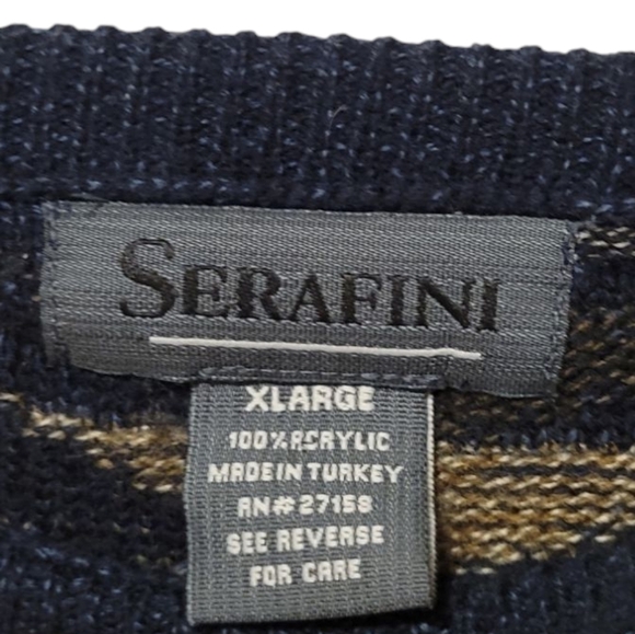 Vintage Serafini 3d Knit Grandpa Dad Crew Sweater y2k 90s Men's Sweater Size XL - Picture 3 of 8